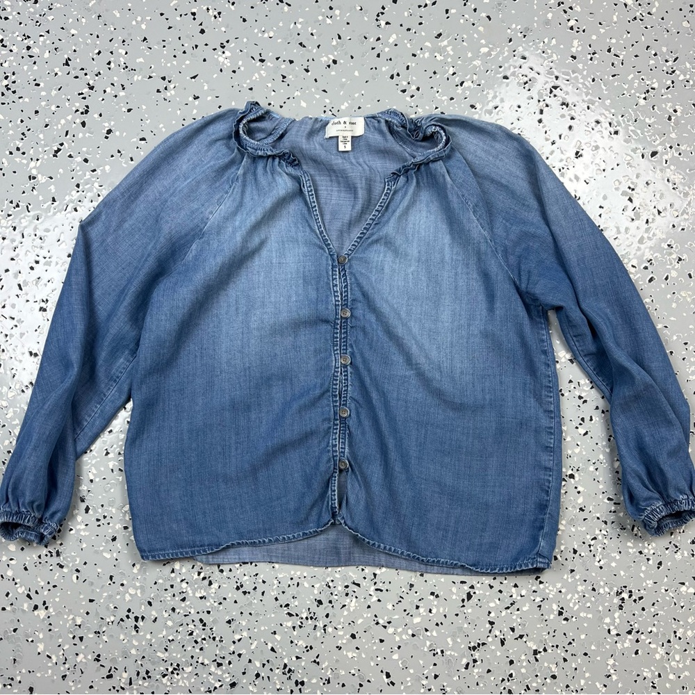 Cloth & Stone X Anthropology  Light Blue Denim Top Small